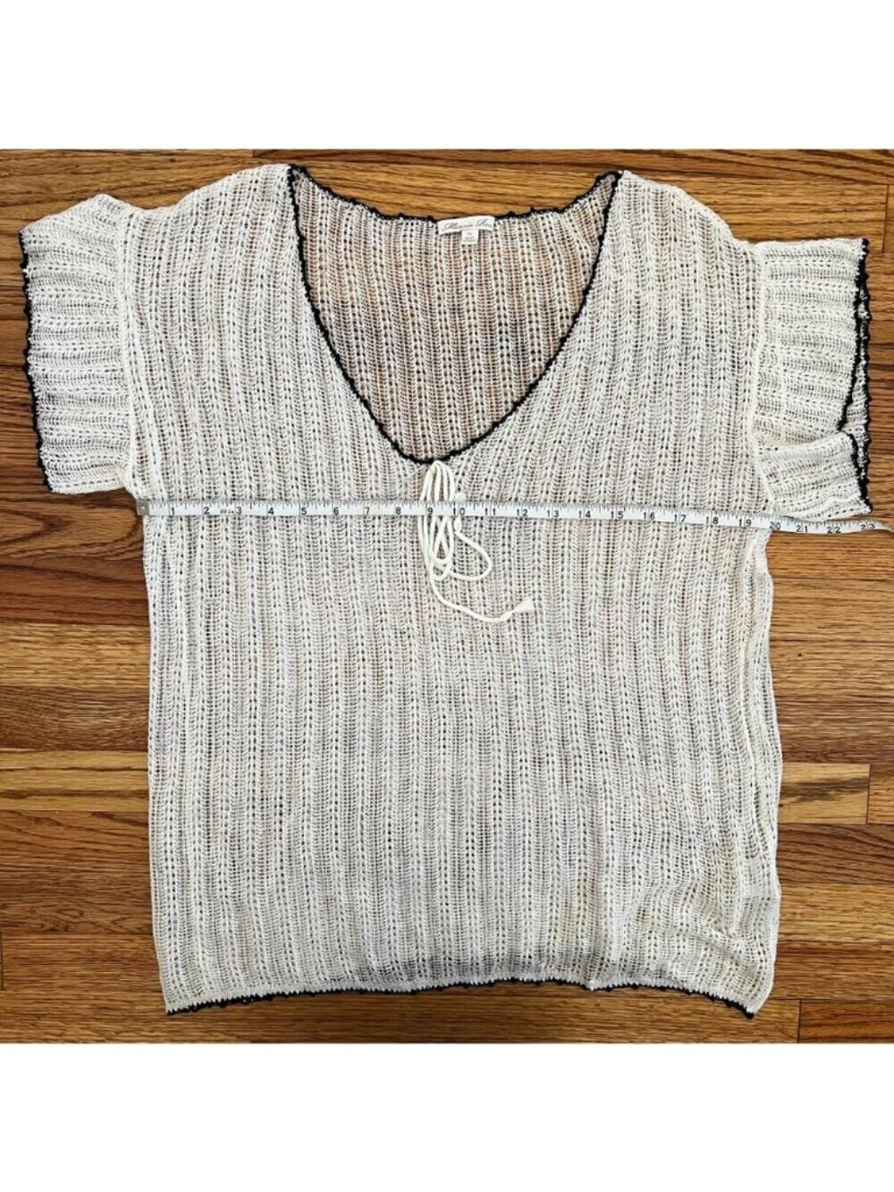 Minnie Rose Sheer Crochet Top Boho Fairy Cottagecore Tie Front Festival Layering - Picture 11 of 12